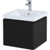 Rak Ceramics - rak Resort Wall Hung 1-Drawer Vanity Unit with Basin 550mm Wide - Matt Black