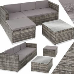 Rattan Garden Furniture Lignano Set - sofa for garden, garden corner sofa, rattan corner sofa - grey - grey