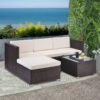 Rattan Garden Furniture Outdoor 5pcs Patio Sofa Set chairs Table (Rupert Brown)