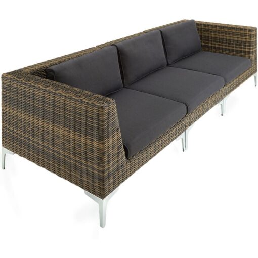 Rattan Garden Furniture Villanova, Set 2 - sofa for garden, rattan furniture, garden corner sofa - Mottled Anthracite