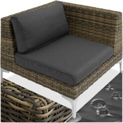 Rattan Garden Furniture Villanova, left corner chair - sofa for garden, rattan furniture, garden corner sofa - Mottled Anthracite