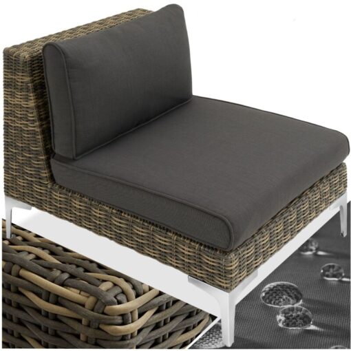 Rattan Garden Furniture Villanova, single chair - sofa for garden, rattan furniture, garden corner sofa - Mottled Anthracite