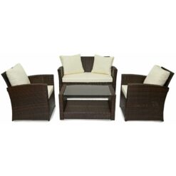 Rattan Garden Furniture Weave Wicker Sofa Set Conservatory Set Brown Roma - Brown - Evre