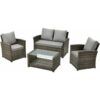 Rattan Garden Outdoor Furniture Patio Roma Sofa Set (Cedar Brown) - Evre