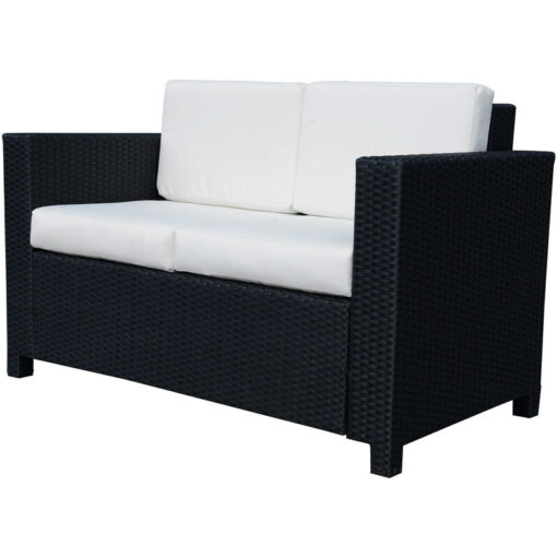 Rattan Wicker 2-seat Sofa Loveseat Padded Garden Furniture Black - black - Outsunny