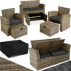 Rattan garden furniture set Modena 4 seats & 1 table - garden sofa, garden sofa set, rattan sofa - nature - nature