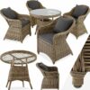 Rattan garden furniture set Zurich with 4 armchairs and table - garden tables and chairs, garden furniture set, outdoor table and chairs - nature