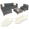 Rattan garden furniture set with aluminium frame - garden sofa, rattan sofa, garden sofa set - grey - grey