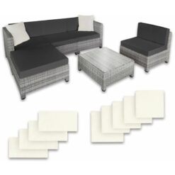 Rattan garden furniture set with aluminium frame - garden sofa, rattan sofa, garden sofa set - light grey - light grey