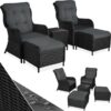 Rattan garden set Benissa w/ aluminium frame (2+2) - Rattan garden furniture set, rattan garden furniture, rattan furniture - black/grey - black/grey