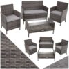 Rattan garden set Madeira 4 Seats, 1 Table - garden tables and chairs, garden furniture set, outdoor table and chairs - grey - grey