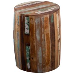 Reclaimed Boat Drum Stool - Multicolour