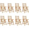 Reclining Garden Chairs 8 pcs Beige Solid Wood Acacia vidaXL