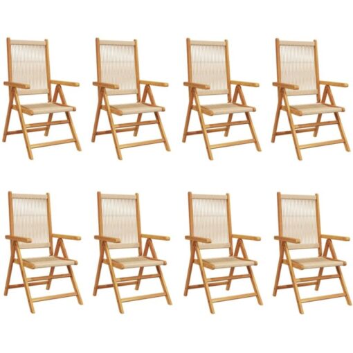 Reclining Garden Chairs 8 pcs Beige Solid Wood Acacia vidaXL