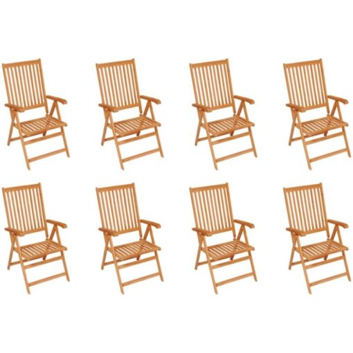 Reclining Garden Chairs 8 pcs Solid Teak Wood vidaXL