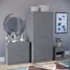 Riano 3 Piece Bedroom Furniture Set Bedside Table, Chest of Drawers & Wardrobe, Grey