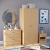 Riano 3 Piece Bedroom Furniture Set Bedside Table, Chest of Drawers & Wardrobe, Pine