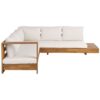 Right Hand Outdoor Corner Sofa Lounge Set Side Table Acacia Wood White Marettimo