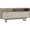 Rivero 2 Door 3 Drawer Open Shelf Sideboard in Grey and Oak