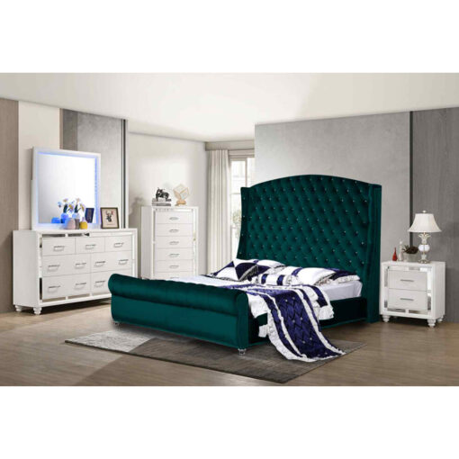 Rosio Bed Double Plush Velvet Blue