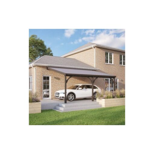 Rutland County Garden Furniture Ltd - Felt Shingle Roof Car Port 3 Post - Wood - L250 x W722 cm - Rustic Brown