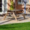 Rutland County Garden Furniture Ltd - Oakham 4ft Rounded Picnic Bench - L122 x W140 x H72.5 cm - Rustic Brown