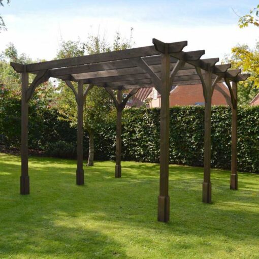 Rutland County Garden Furniture Ltd - Premium Pergola 6 Post - L420 x W420 x H270 cm - Rustic Brown