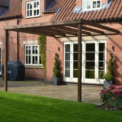 Rutland County Garden Furniture Ltd - Wall Mounted Box Pergola - L300 x W300 x H270 cm - Rustic Brown