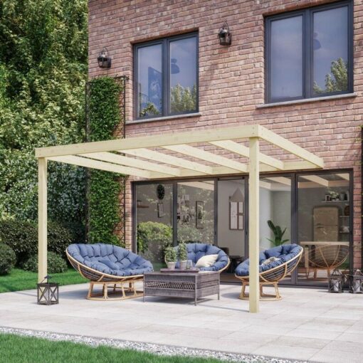 Rutland County Garden Furniture Ltd - Wall Mounted Box Pergola - Wood - L300 x W360 x H270 cm - Light Green