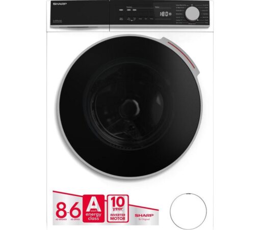 SHARP ES-NDB814CWA-EN 8 kg Washer Dryer - White, White