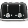 SMEG 50's Retro Style TSF03BLUK 4-Slice Toaster - Black, Black