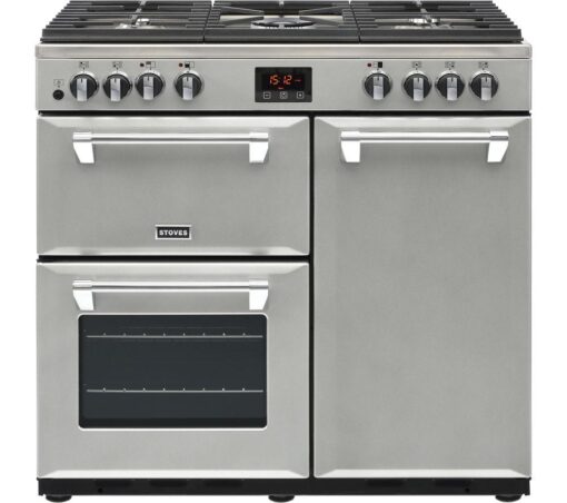 STOVES Ellingwood 90DFT MET SV 90 cm Dual Fuel Range Cooker - Metallic Silver, Silver/Grey