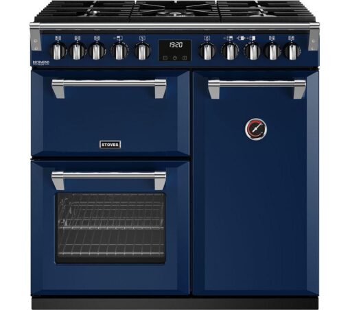 STOVES Richmond Deluxe D900DF 90 cm Dual Fuel Range Cooker - Blue & Chrome, Blue