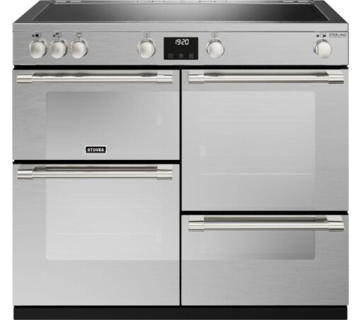 STOVES Sterling Deluxe D1000Ei ZLS Electric Induction Range Cooker - Stainless Steel & Chrome, Stainless Steel