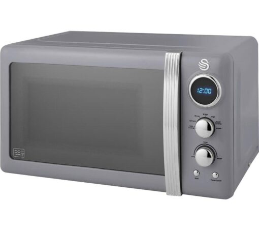 SWAN Retro SM22030LGRN Solo Microwave - Grey, Silver/Grey