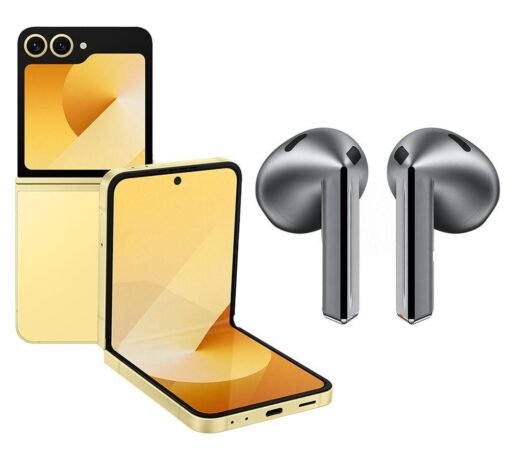 Samsung Galaxy Z Flip6 & Galaxy Buds3 Wireless Bluetooth Noise-Cancelling Earbuds Bundle - 256 GB, Yellow, Yellow