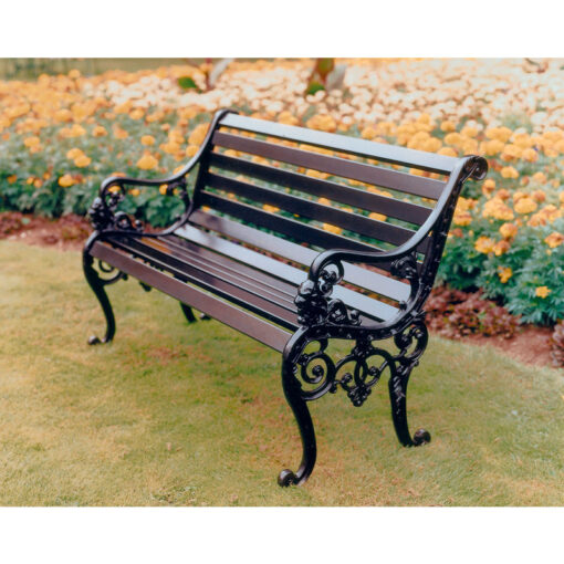 Sandringham Bench British Made, High Quality Cast Aluminium Garden Furniture - L126 x W68 x H82 cm