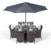 Savannah Rectangle 6 Seat Rattan Dining Set with Ice Bucket Drinks Cooler - Grey