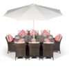 Savannah Rectangular 8 Seater Rattan Patio Dining Set - Brown