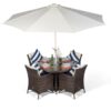 Savannah Round 4 Seater Rattan Patio Dining Set - Brown