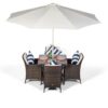 Savannah Square 4 Seater Rattan Patio Dining Set - Brown