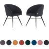 Set of 2 Vittorio LUX Velvet Upholstered Dining Chair for Dining Room Kitchen - Midnight