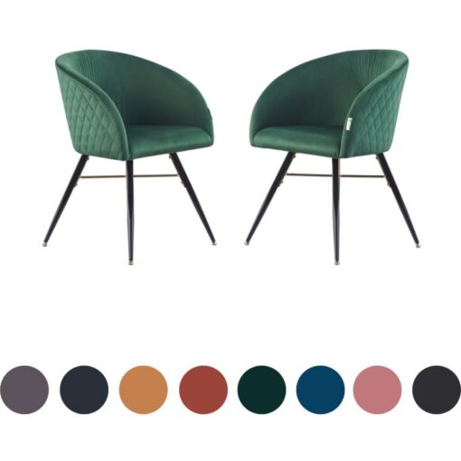 Set of 2 Vittorio lux Velvet Upholstered Dining Chair for Dining Room Kitchen - Green