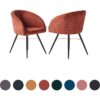 Set of 2 Vittorio lux Velvet Upholstered Dining Chair for Dining Room Kitchen - Wine