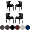 Set of 4 Oxford lux Velvet Upholstered Dining Chair for Dining Room, Kitchen - Black