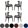 Set of 4 Oxford lux Velvet Upholstered Dining Chair for Dining Room, Kitchen - Dark Grey