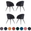 Set of 4 Vittorio LUX Velvet Upholstered Dining Chair for Dining Room Kitchen - Midnight