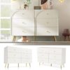 Sideboard Cabinet for Living Room, Chest of Drawers with 6 drawers, Cream White, 40D x 120W x 85H cm