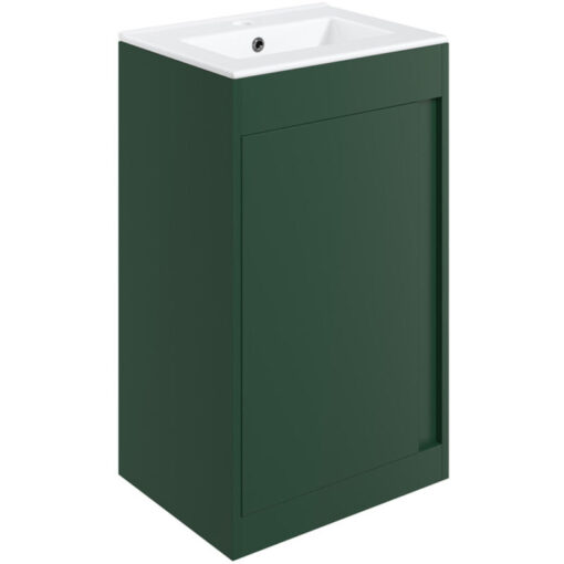 Signature Helsinki Floor Standing 1-Door Vanity Unit with Basin 510mm Wide - Matt Conifer Green