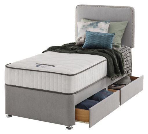 Silentnight Pavia Single Memory 2 Drawer Divan Bed - Grey